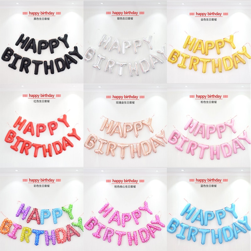 16 inch Happy Birthday balloon Banner Letters Birthday Party Decoration Foil Air Alphabet Balloons Baby Shower Supplies kid