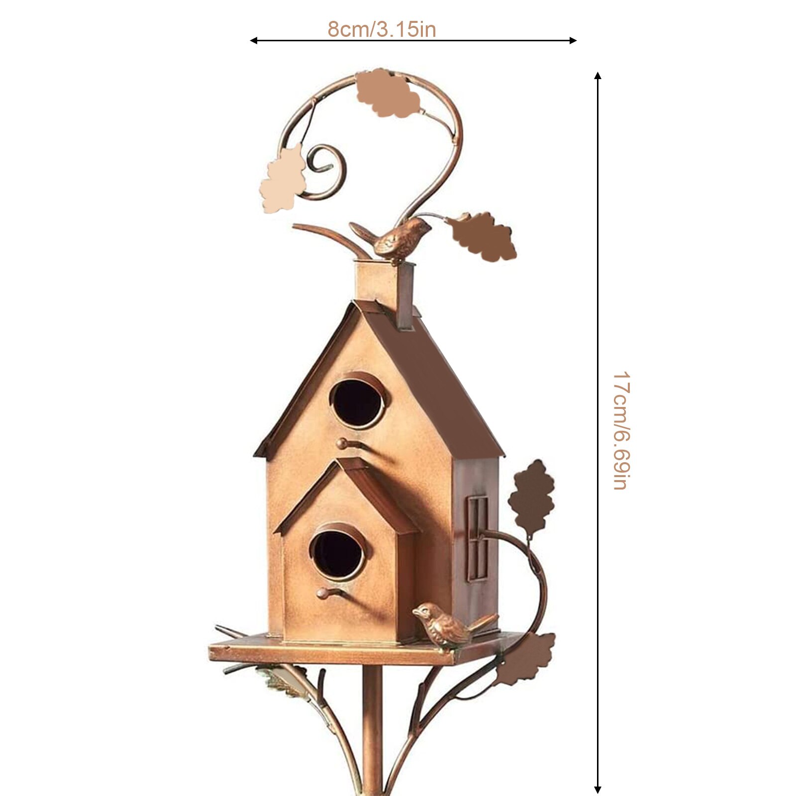 Birdhouse Garden Stakes Bird's Nest Waterproof Rust-proof Outdoor Long-lasting Beauty Metal Multi-size Resting Place For Birds: A4