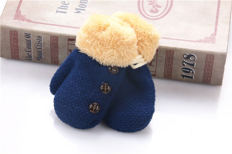 Gants luvas E Mittens Para O Bebê Enfant Mitaine Menino Menina Folha Manter Inverno Quente Luva Bebê: blue
