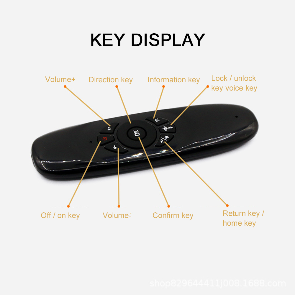 Fly Air Mouse Gyro Sensor angielska klawiatura bezprzewodowa klawiatura 2.4G RF pilot do gier Android Smart TV opakowanie projektor