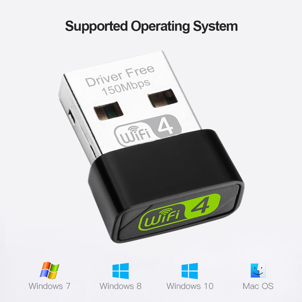2.4Ghz 150Mbps Usb Wifi Adapter Gratis Driver Usb Draadloze Wifi Ontvanger Dongle Mini Netwerkkaart Voor Pc Laptop computer Windows