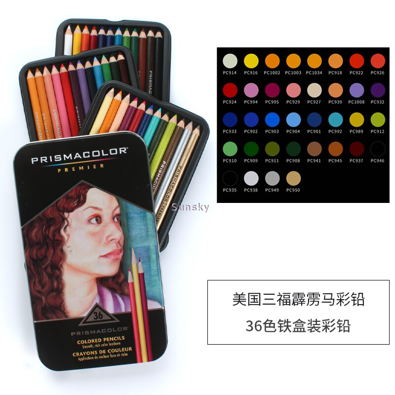 Tin Prismacolor Premier – crayons de couleur souples pour adultes, 72/132/150, pour livres de coloriage, dessin, croquis, étudiants artistes: 36 Color