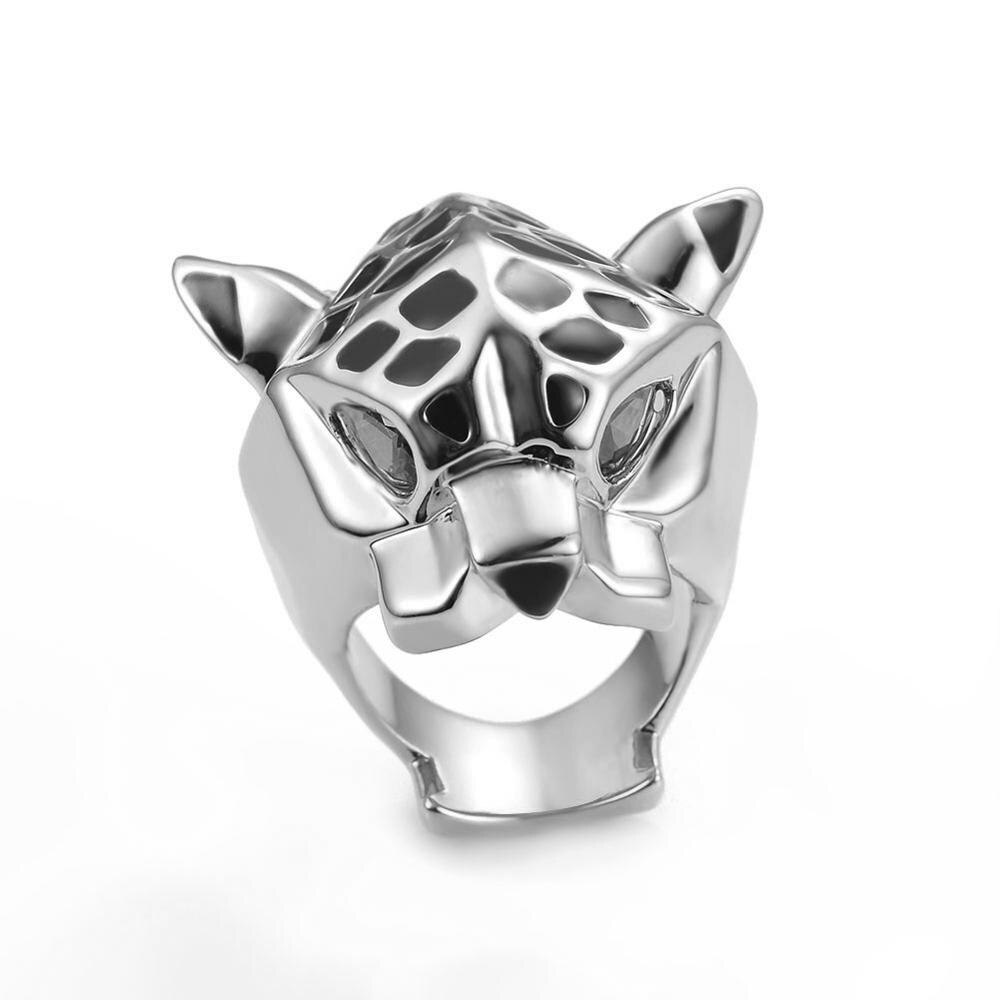 Leopard Man Woman Cocktail Statement Ring Green Zircon Eyes Jewelry Size 6/7/8/9