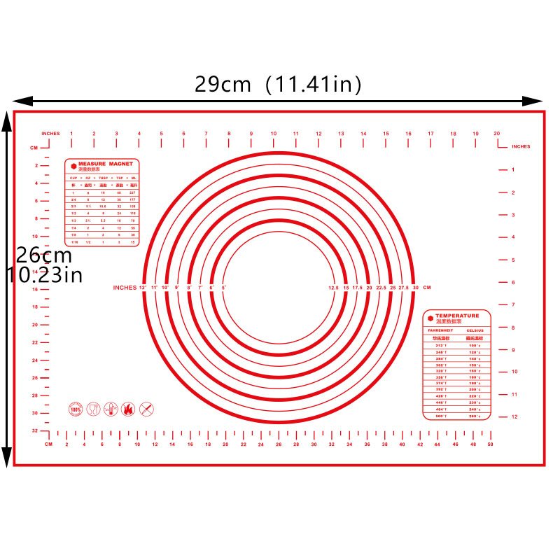 50x40cm non-stick Siliconen Bakken Mat Deeg Mat Siliconen Mat voor Oven voor Cookies Fondant Gebak keuken Bakvormen Koken Gereedschap: 26X29CM