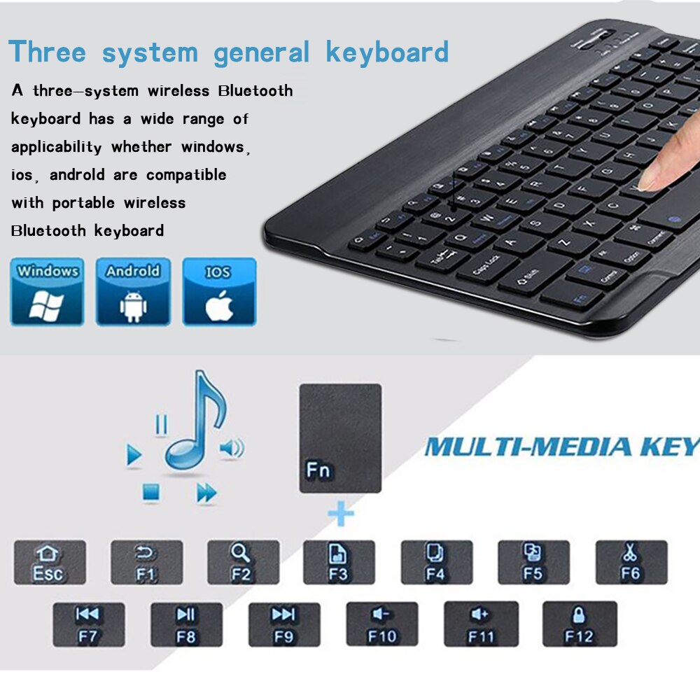 Teclado inalámbrico Bluetooth 3,0 para Teclast 98/A10S/M20/P10/T10/T20/X10/M30/X98 Plus, teclado ultradelgado