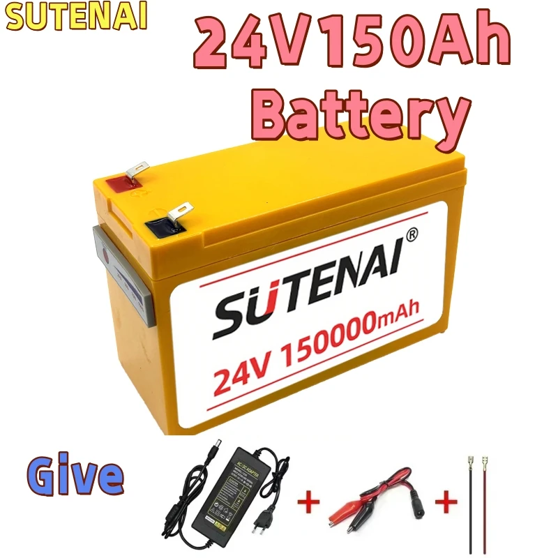 Upgraded LiFePO4 Lithium Battery 24V 150Ah 18650 BatteryPortable Rechargeable Battery Built-in Power display Port Charging