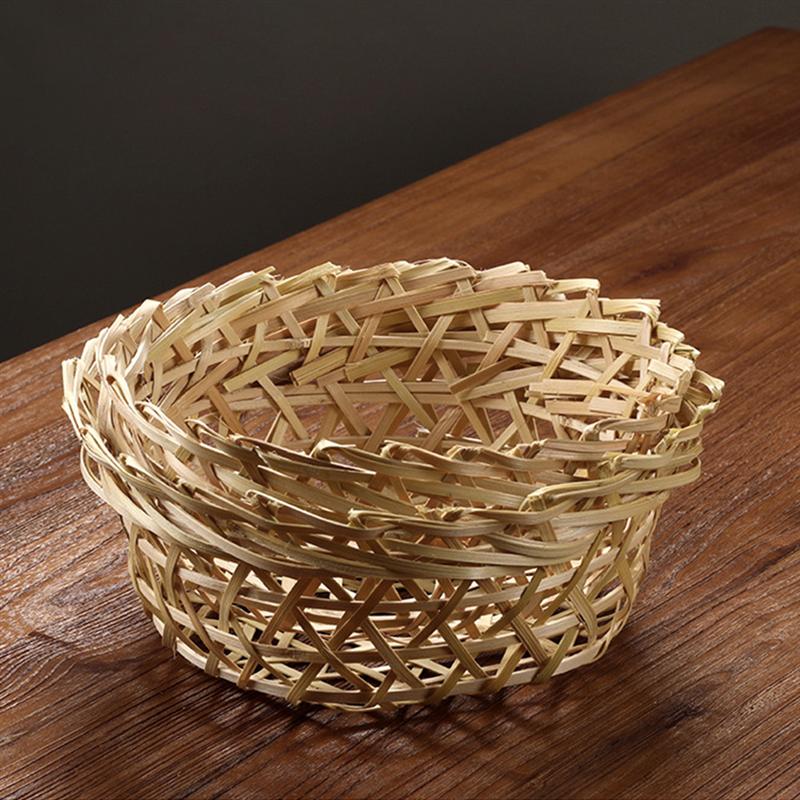 Bamboo Woven Oyster Basket Mini Oyster Container Oyster Storage Jar for Home Office Restaurant (Size S)