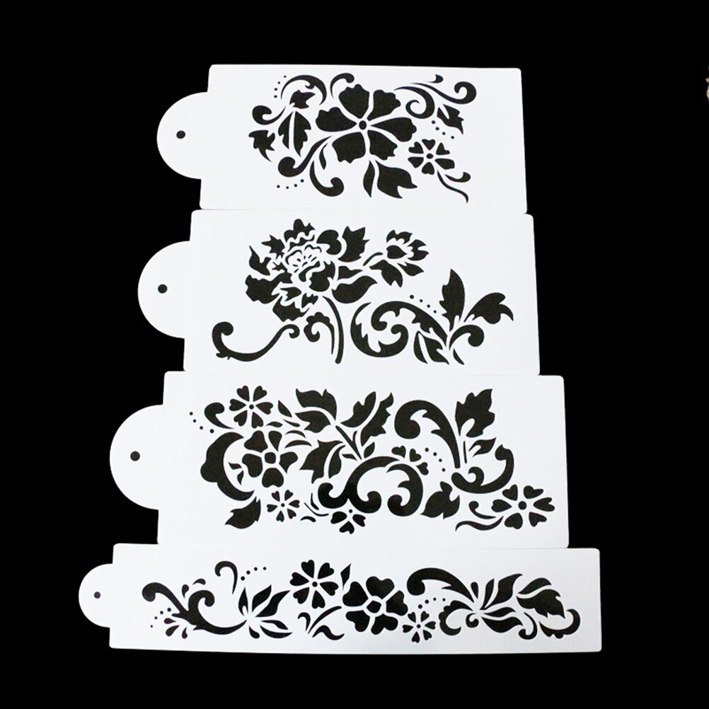 4 Pcs Ferramentas Bolo Bloemen Fondant Cake Decorating Stencil Keuken Cupcake Decoratie Sjabloon Mal Voor Gebak Bakken Tools