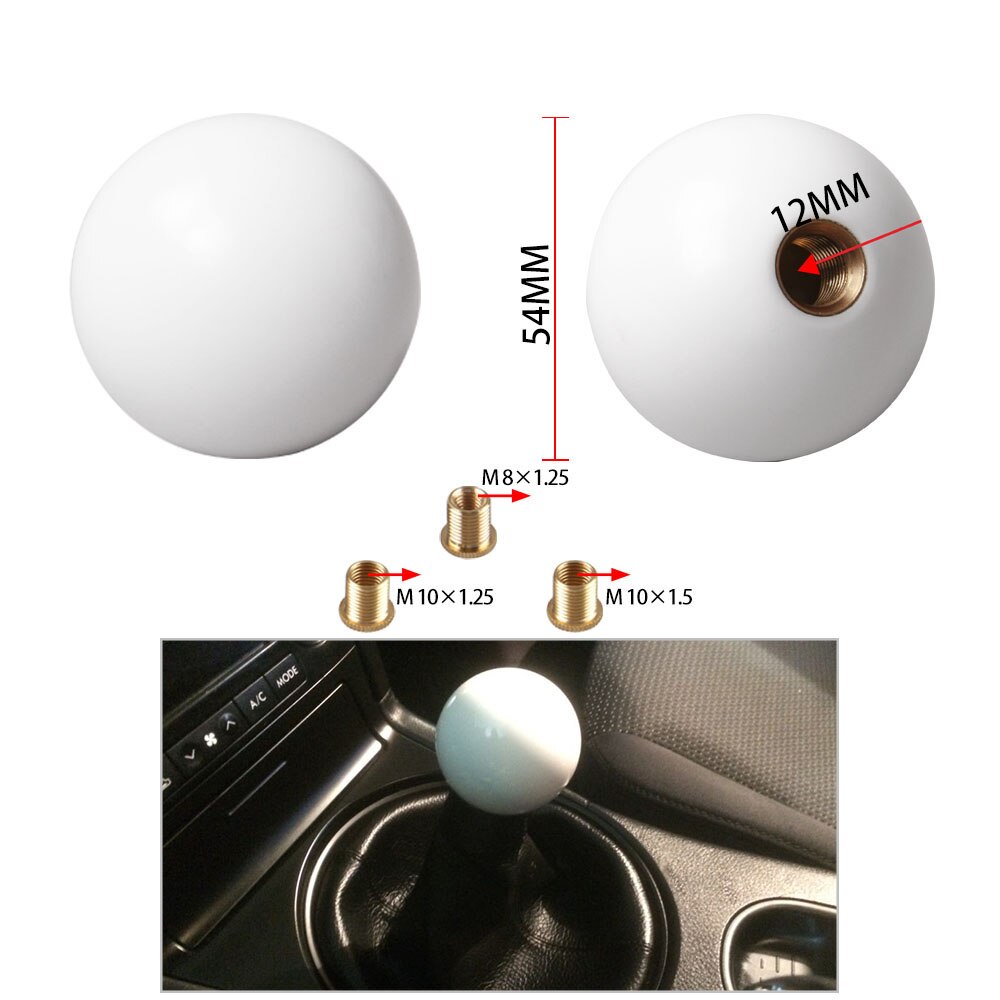 Schaltknauf Runde Gewinde Schalthebel mit Adapter Schwarz weiß Ball Rennen Stock Kühlen Acryl für Universal- Manuelle Auto