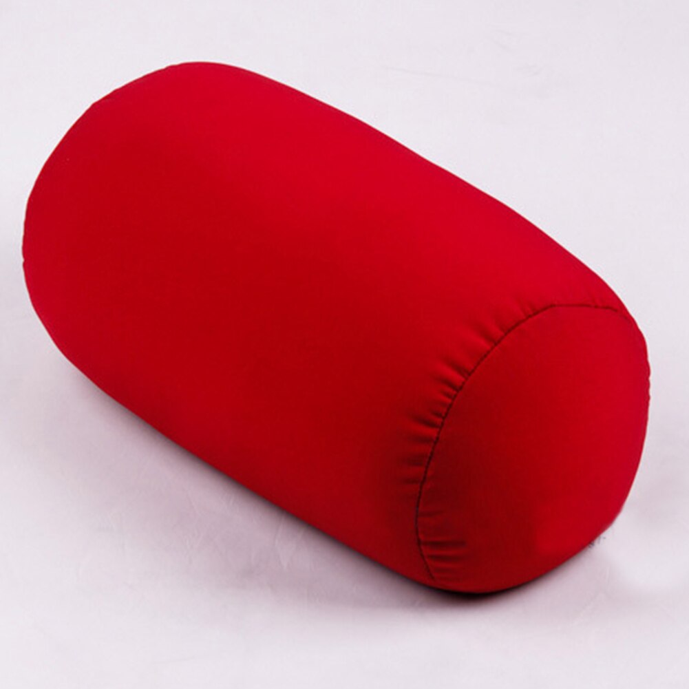 30cmx16cm Cylindrical pillow Micro Mini Microbead Back Cushion Roll Pillow Head Convenient Travel Pillow Bed Decoration: Red