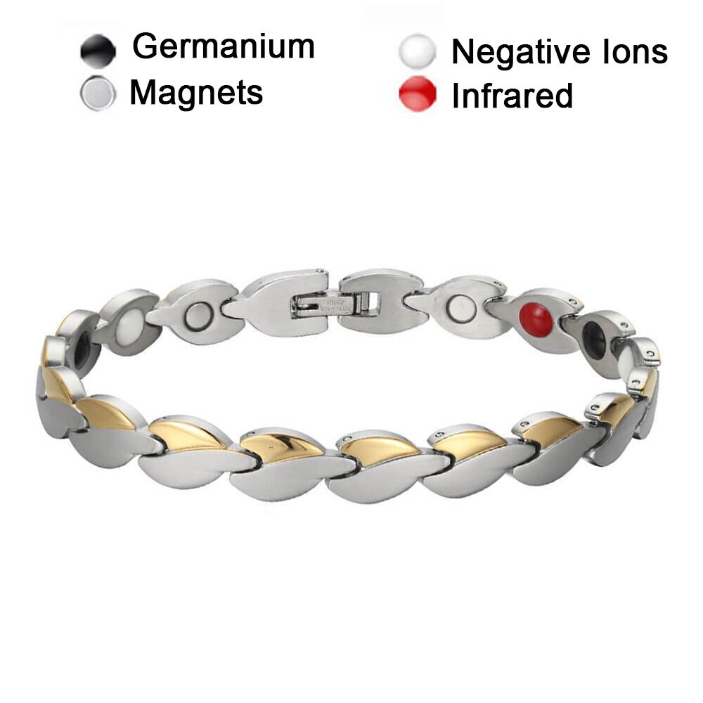 Multifunktionales edelstahl-Armbinde für damen und herren mit germaniummagnet, infrarot-ionen-technologie und energieversorgung für Sport und freizeit