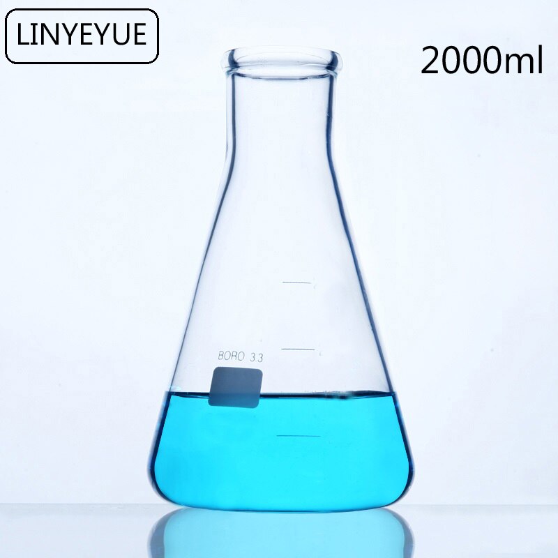 Linyeyue 2000Ml Glas Erlenmeyer Chemie Erlenmeyer Borosilicate Hoge Temperatuur Weerstand Laboratorium Apparatuur