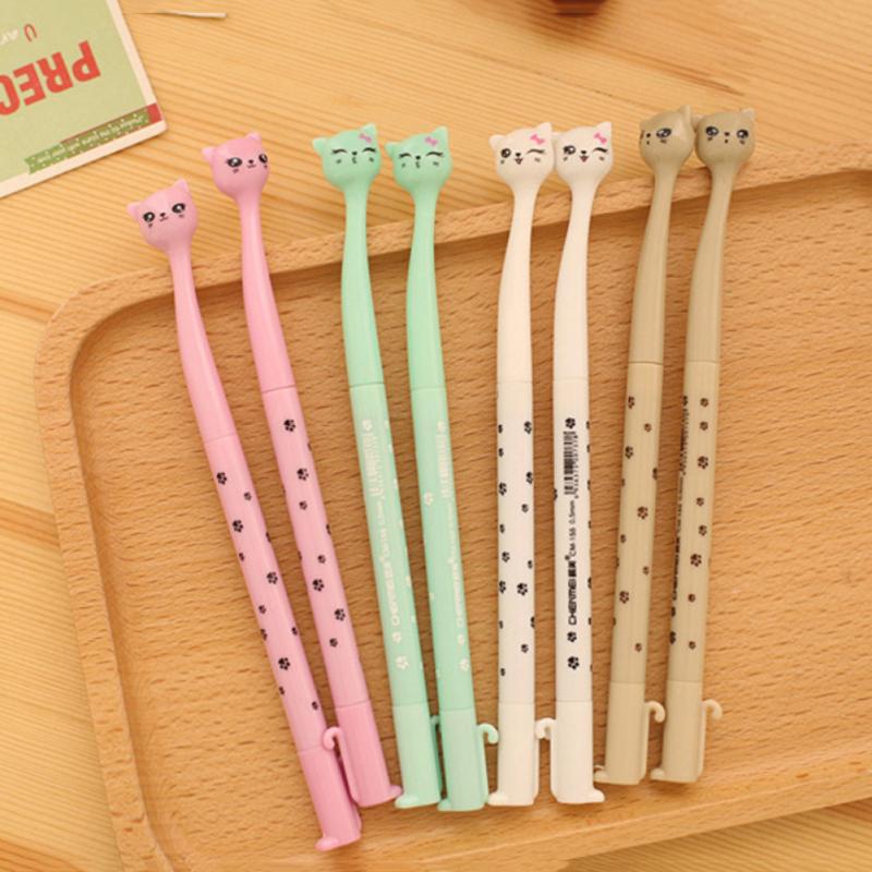 Kreative Schreibwaren Gel Stift Nette Cartoon Hoch Katze Wasser Schwarz Core Braun Rosa Weiß Blau Neuheit Einfach Zu Schreiben Student TSLM1
