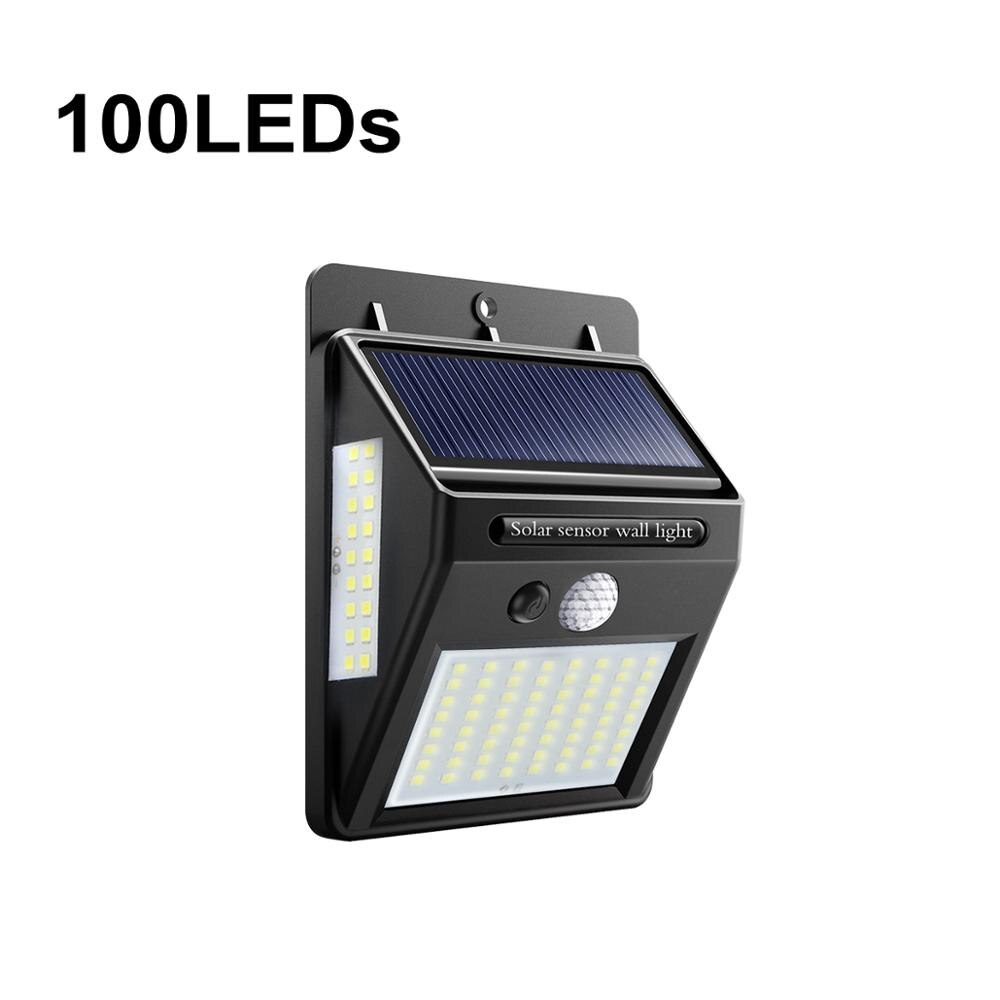100 LED Diode Wall Lamp Solar LED Light Outdoor PIR Motion Sensor Street Light For Home Garden Fence Garage Auto ON/OFF Security: 100 LEDs