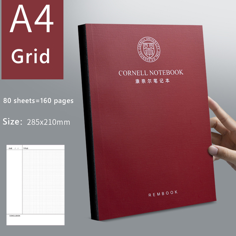 Cornell Notebooks Horizontal Line Grid Page A4 Thickened Large Super Thick Book Diary Planner Mind Map Stationery For Study Work: 06