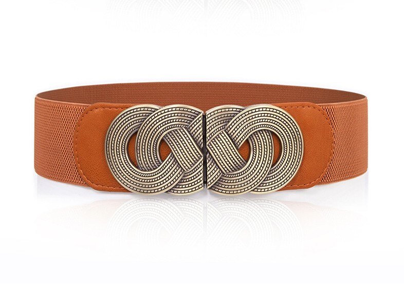 Vintage Cumberbanden Brede Riem Punk Gesp Gewicht Metaallegering Gespen Elastische Tailleband Buikband Voor Vrouwen Meisje Jurk: brown color