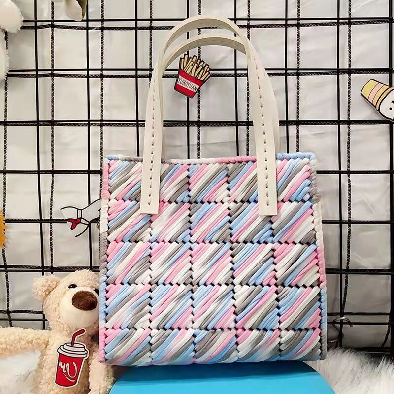 Handcraft Weaving Bag Making Material DIY Woman Handbag Shoulder Bag Selfmade Supplies Latch Hook Weave Bag Accessories: Candy