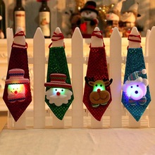 LED Verlichting Kerst Tie Glow Pailletten Kerstman Beer Sneeuwpop Elanden Stropdas Voor Kinderen Cartoon Tie Decoratie Jaar Cadeau