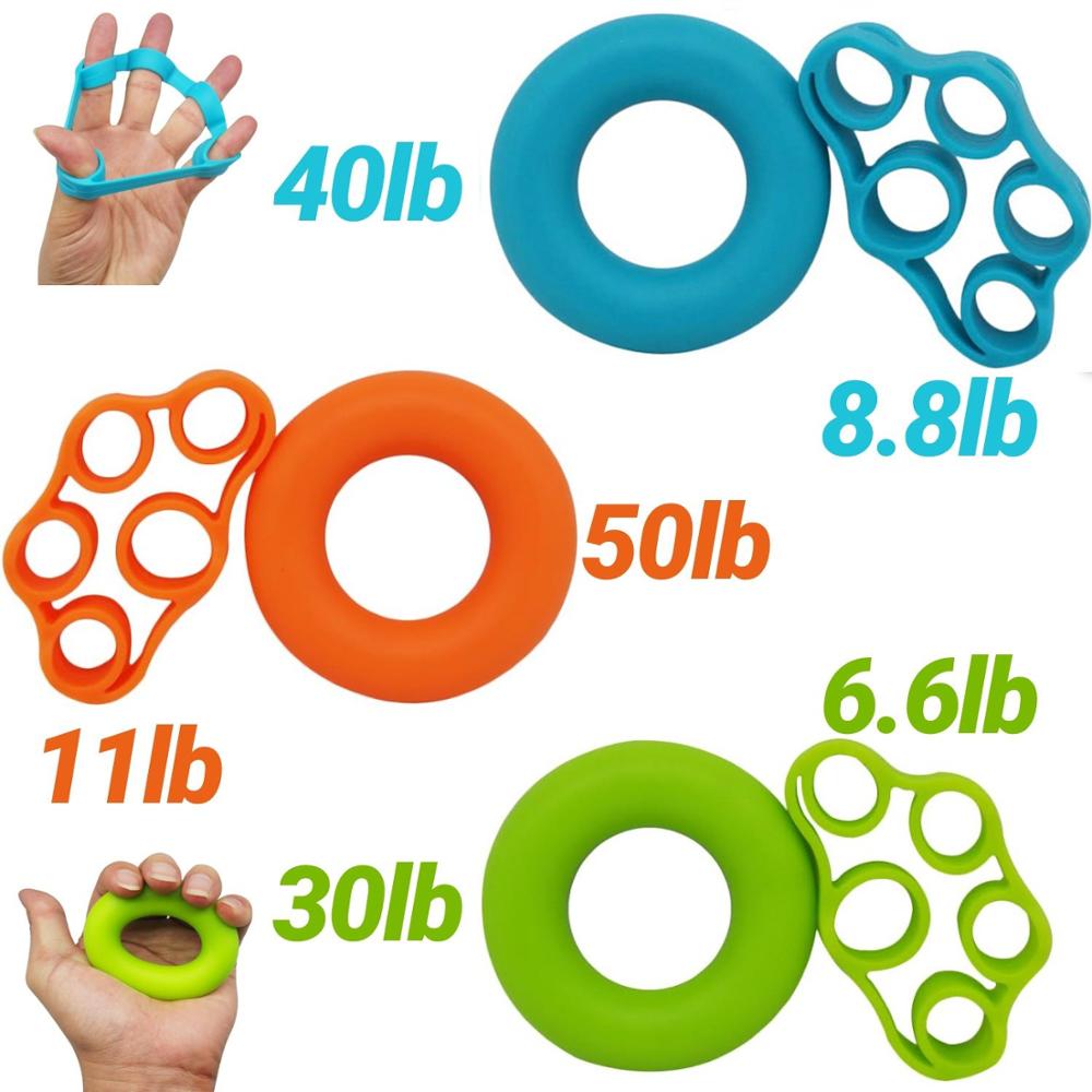 2pcs/set Finger Stretcher Silicone Hand Grip Strengthener Finger Resistance Bands Hand Extensor Exercise Strength Trainer Set