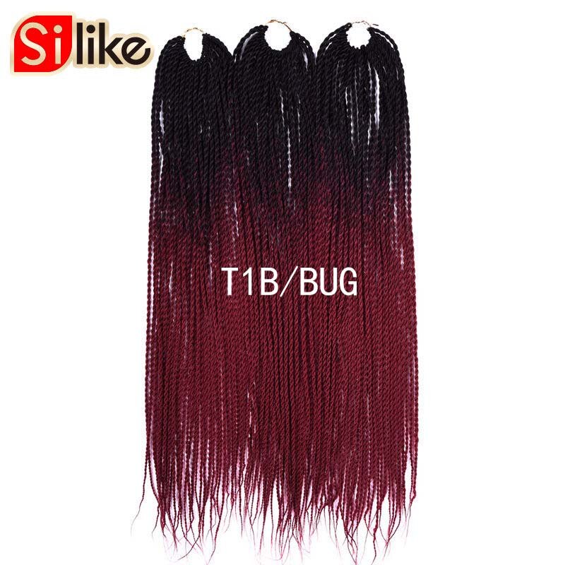 Silike 24 inch Ombre Senegalese Twist Hair Crochet Braids 30 Roots Pre-looped Synthetic Crotchet Braiding Hair for Women: P1B/613