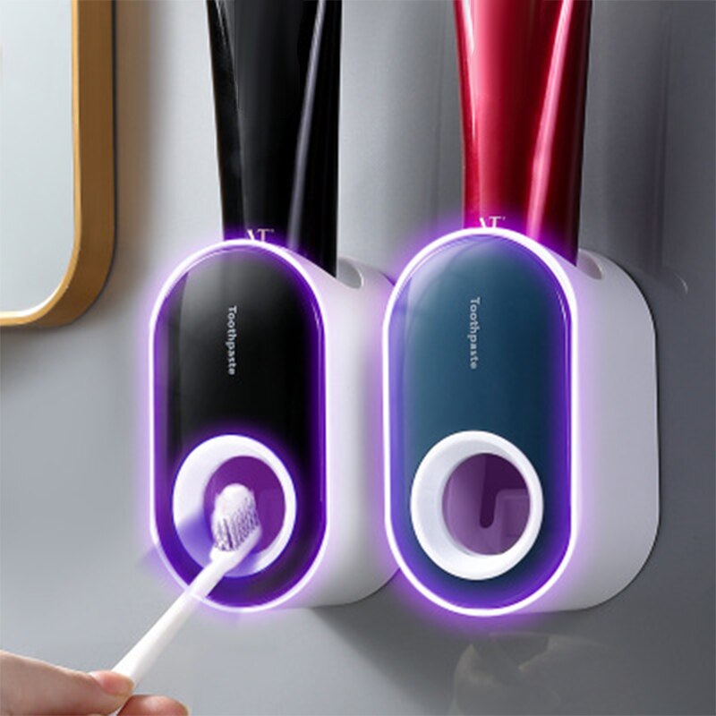 Automatic Toothpaste Dispenser Dust-proof Toothbrush Holder Wall Mount Stand Bathroom Accessories Set Toothpaste Squeezer