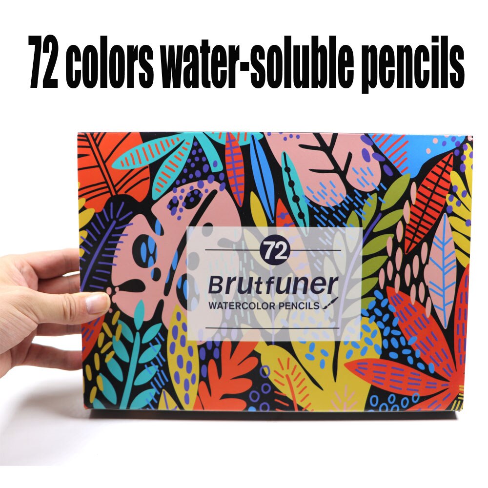 Brutfuner 150/180/260/520color water-soluble colored pencil student art wood oily pencil statione: 72 colors