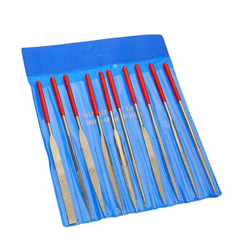 10 pieces of diamond plastic handle shaping file model file stainless steel gem polishing alloy file small metal processing file