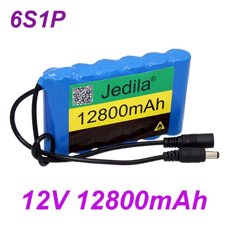 Portable Super 12V 12800mah battery Rechargeable Lithium Ion battery pack capacity DC 12.6v 12.8Ah CCTV Cam Monitor: Red