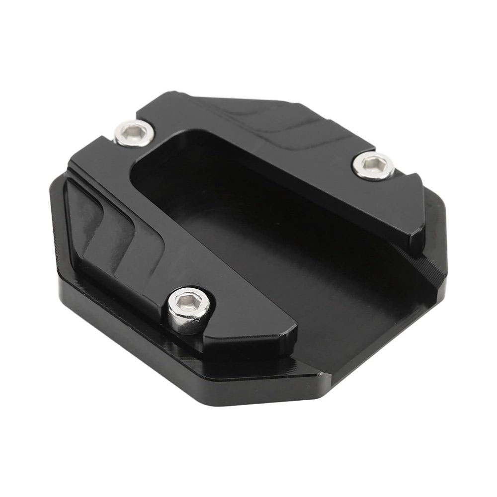 Universal Motorrad Kickstand Seitenständer Pad Vergrößern Verlängerung Fußplatte Hochfestes Stützzubehör Aluminium Schwarz