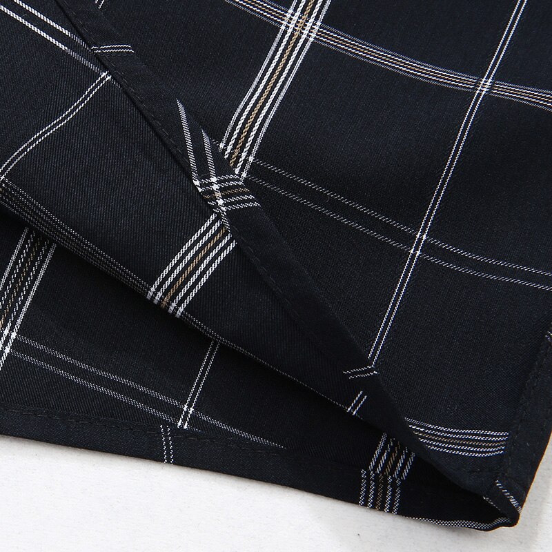 Plus Size 7XL 8XL Men's Shirt Summer Short Sleeve Plaid Loose Business Casual High Male Brand Shirt Black White