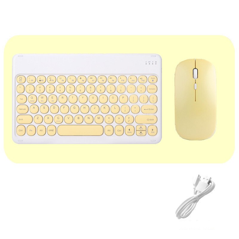 Teclado Universal de 10 pulgadas para teléfono, PC, tableta, Huawei, Samsung, Xiaomi, Bluetooth, iPad Pro 11, 12,9, , Air 4: round yellow mouse