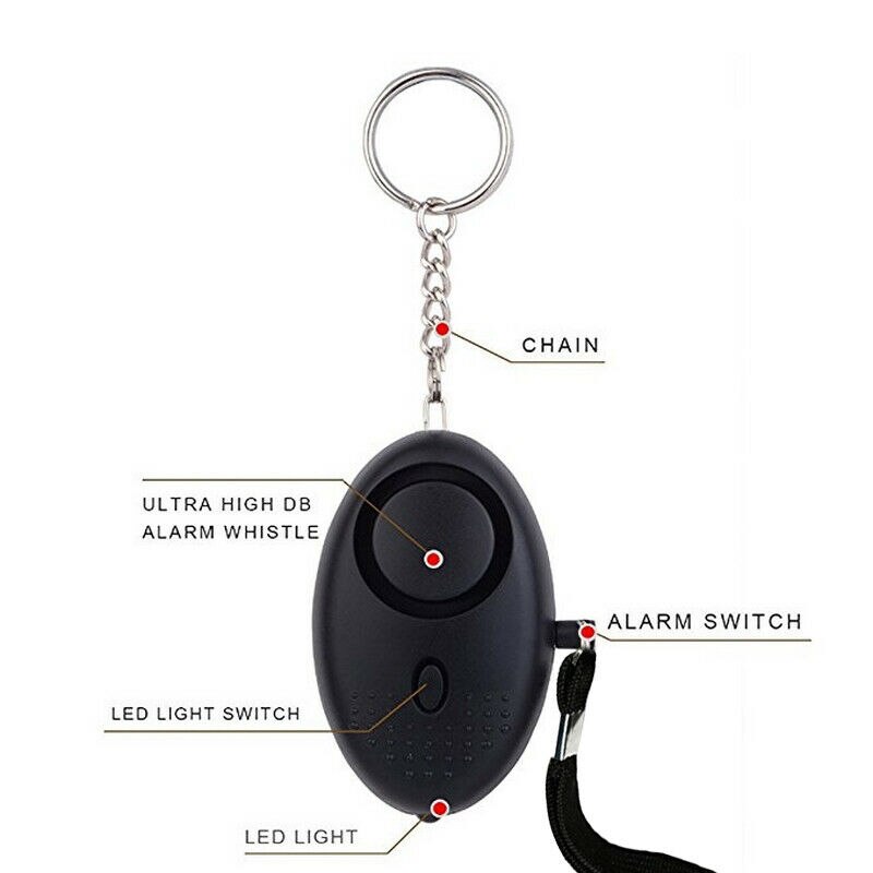 2 PCS Personal Alarm Rape Attack Panic Security 140dB Loud LED Keyring Alarms: Default Title