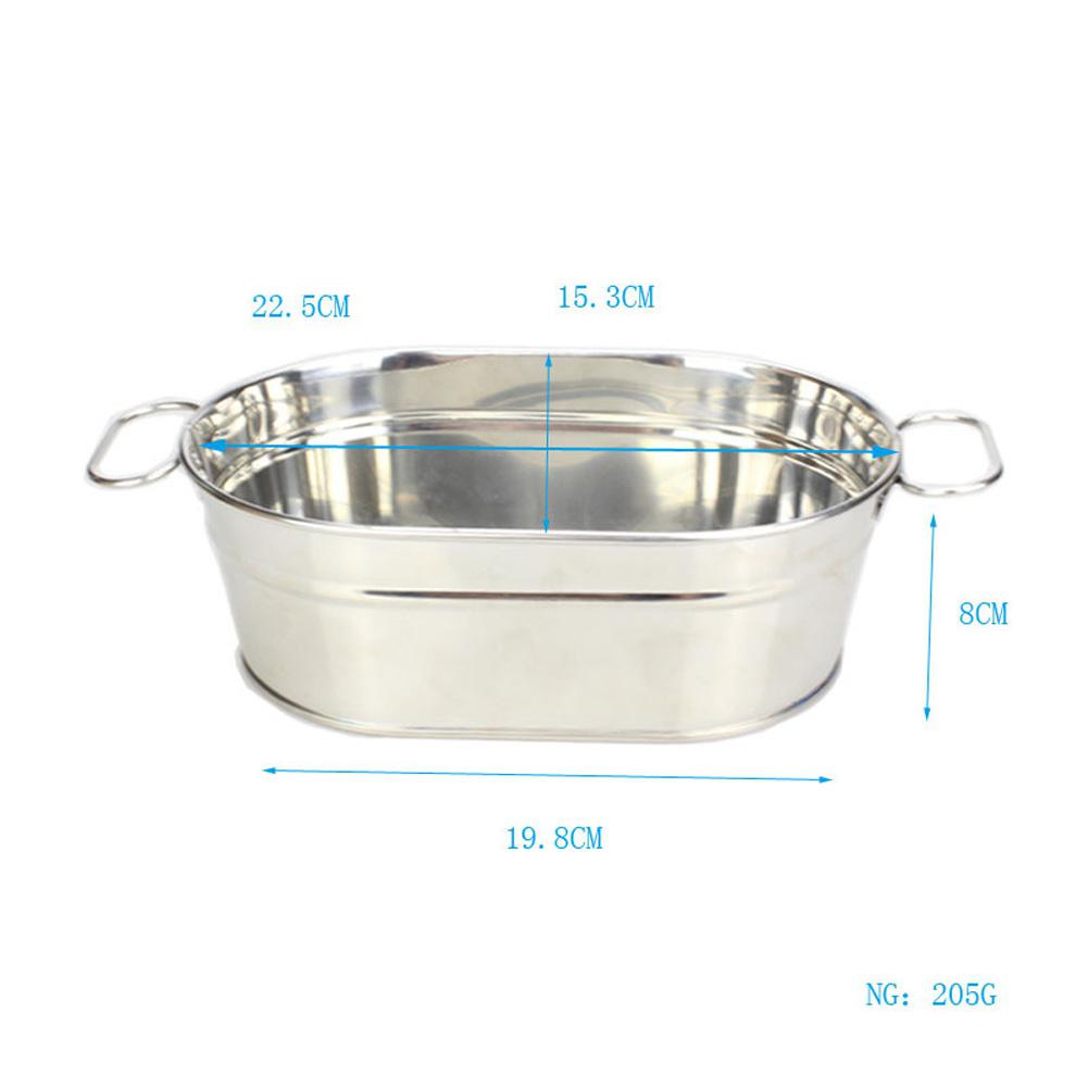 Stainless Steel Mini Snack Barrel Icing Bucket French Fries Tin Pails: Oval Seafood Plate