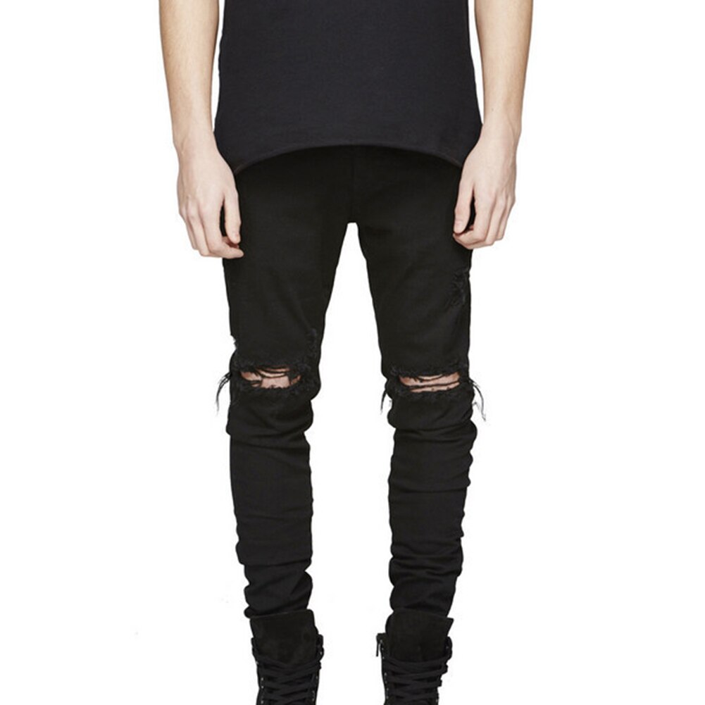 Jeans til mænd bukser ødelagt ripped slim jeans skinny denim bukser til mænd stretch lange bukser mænd jeans hommes jeans