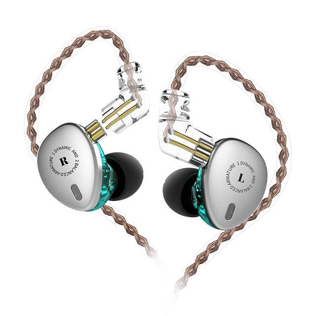 KBEAR KB06 2BA+1DD Hybrid Hifi Music Monitor DJ Studio CNC Metal Running Sport In Ear Stereo Earphone Headset Earbuds: Silver no mic