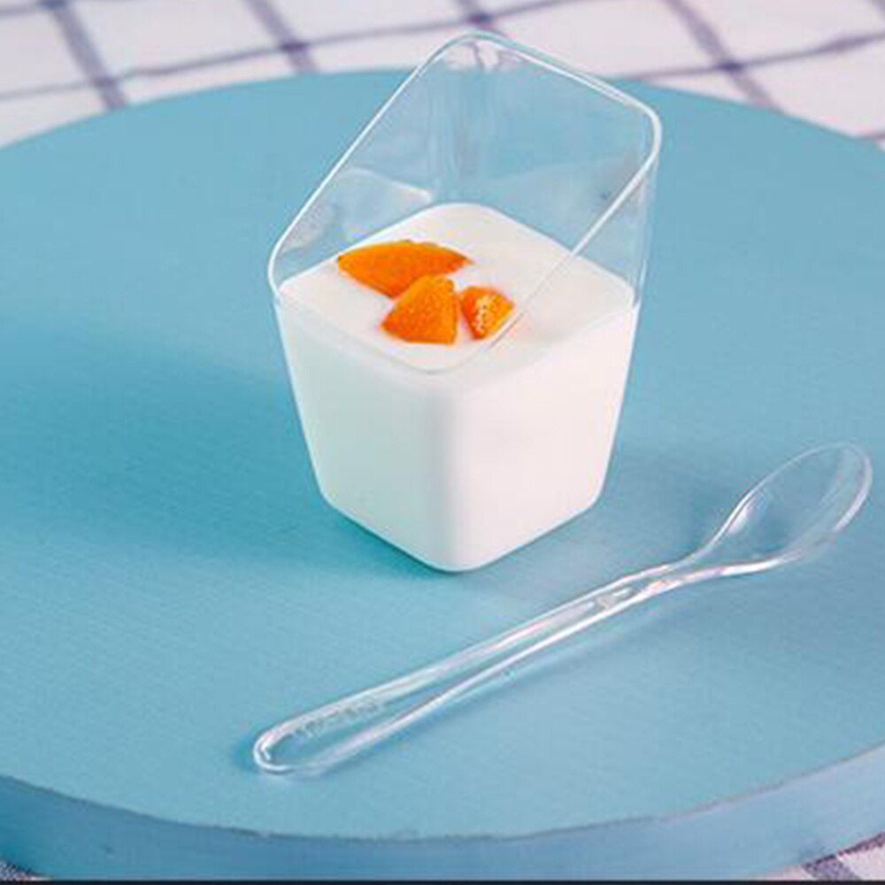 Mousse Cup Oblique Square Disposable Mini Tiramisu Cup Dessert Containers for Restaurant Cafe
