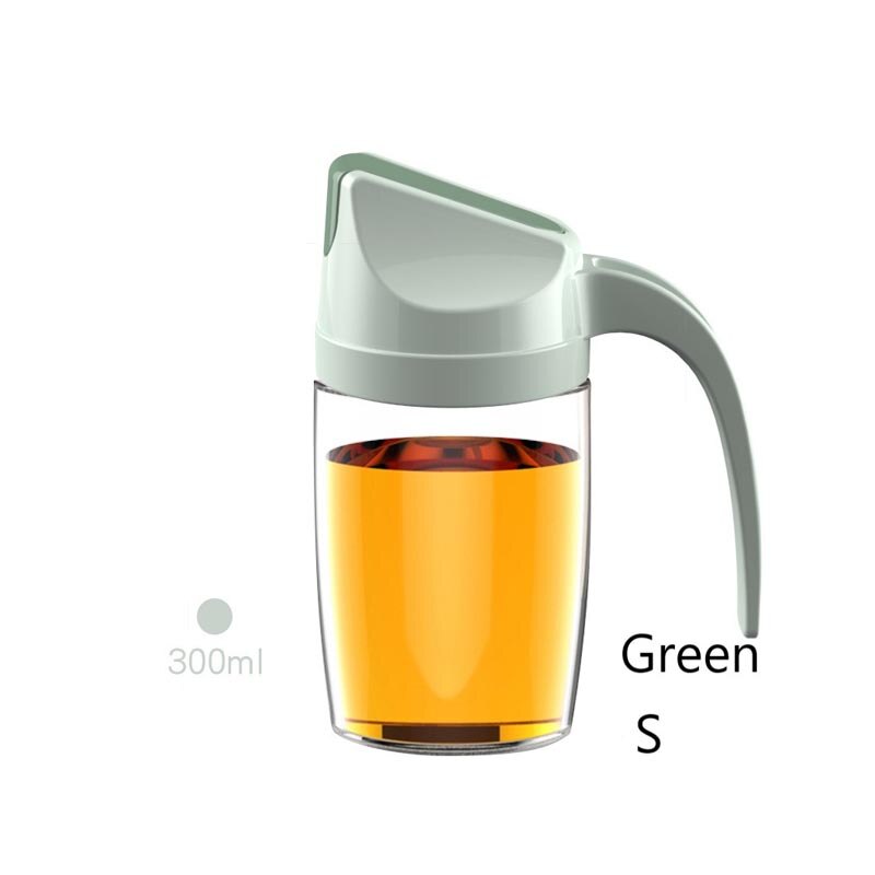 Distributeur de bouteilles d'huile en verre, étanche, à rabat automatique, huile d'olive, vinaigre, condiments, Transparent, accessoires de cuisine: 300ml Green