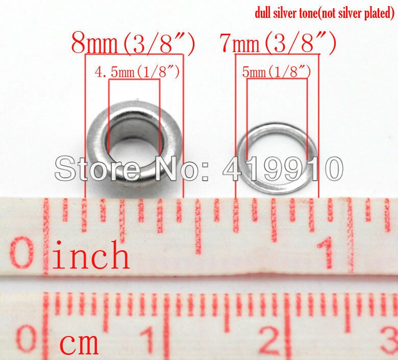 -500 Sets Silver Tone Shoe Shoelace Eyelets 8mmx4mm 7mm( 3/8"x 1/8") J1741