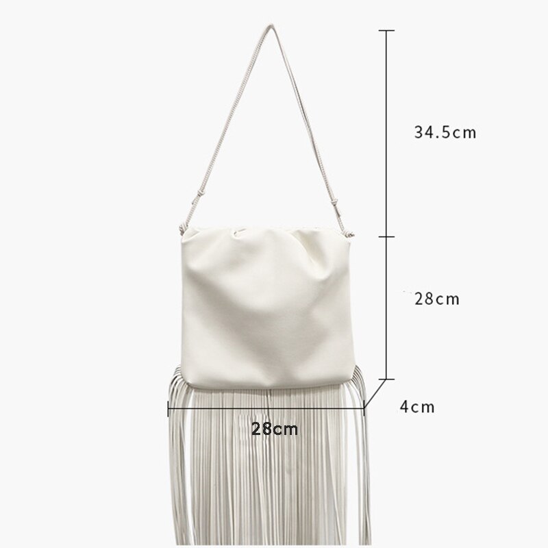 trend lang kvast kvinner pu veske veske crossbody veske kvinnelig frynset veske dame veske