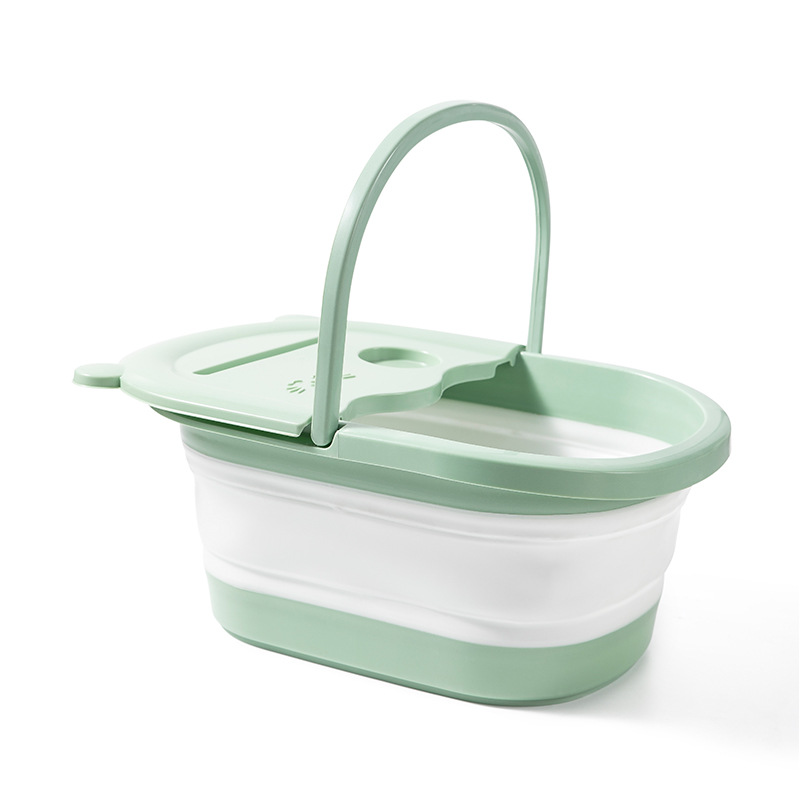 1pcs Foldable Foot Bath Bucket Massage Foot Wash Basin Home Laundry Tub Bucket Adult Foot Bath Basin Bathroom Accessories: green