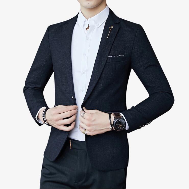 Men Stylish Blazer Dot Striped Blazers Men Slim Fit Blazer Business Casual Blazers M-3XL: Black / M