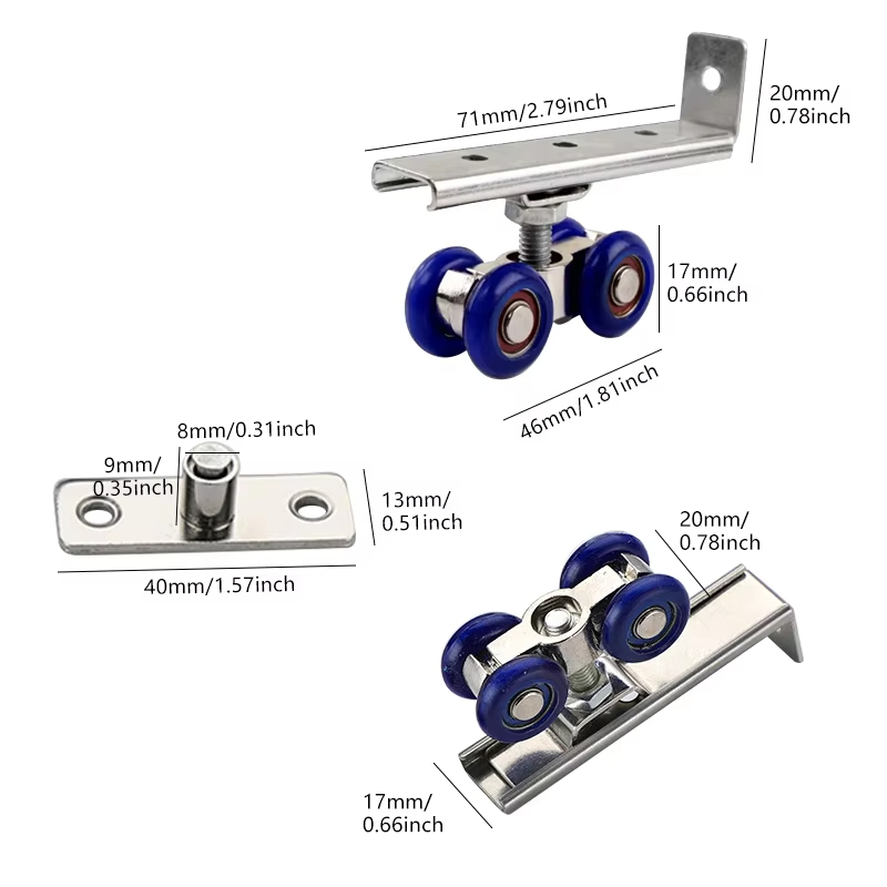 2 stks/set Schuifdeur Roller Hardware Schuifdeuren Katrol 4 Wielen Thuis Kamer Houten Deur Opknoping Wielen Rail Track Katrol