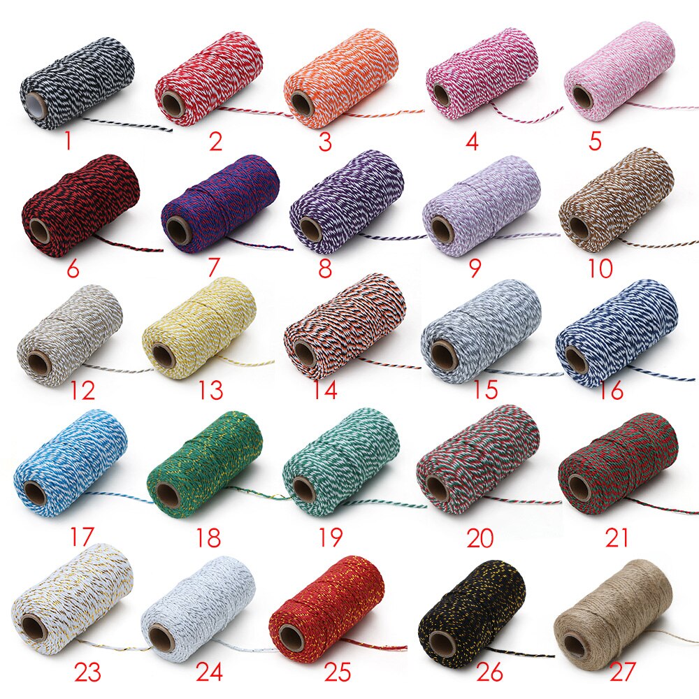 100m/roll 2ply Bakers Twine String Cotton Cords Rope for Home Decor Handmade Christmas Packing Craft Projects DIY
