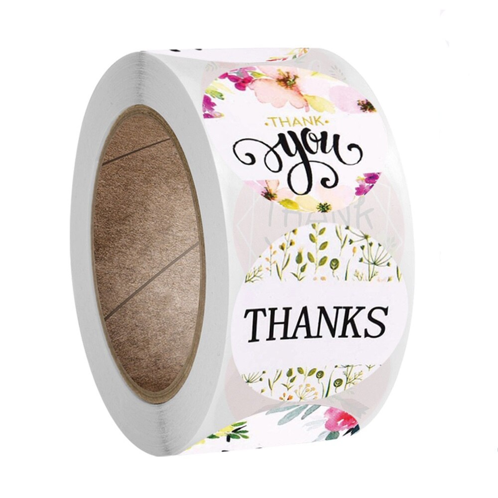 Pink Waterproof Stickers 50-500pcs 1 inch Thank You Sticker Labels Seal Label for Scrapbook Business Stationery Sticker: QY732-300pcs