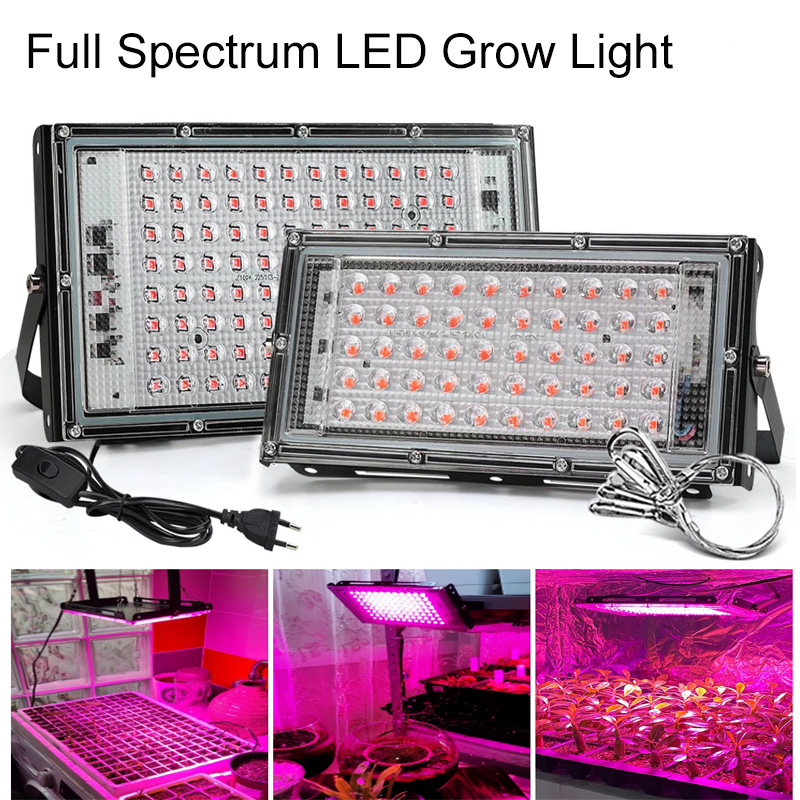 LED-Pflanzenlampe Vollspektrum-Phyto-Lampe AC 220V 50W 100W 200W 300W für Gewächshaus-Hydrokultur-Pflanzenwachstumsbeleuchtung mit EU-Stecker