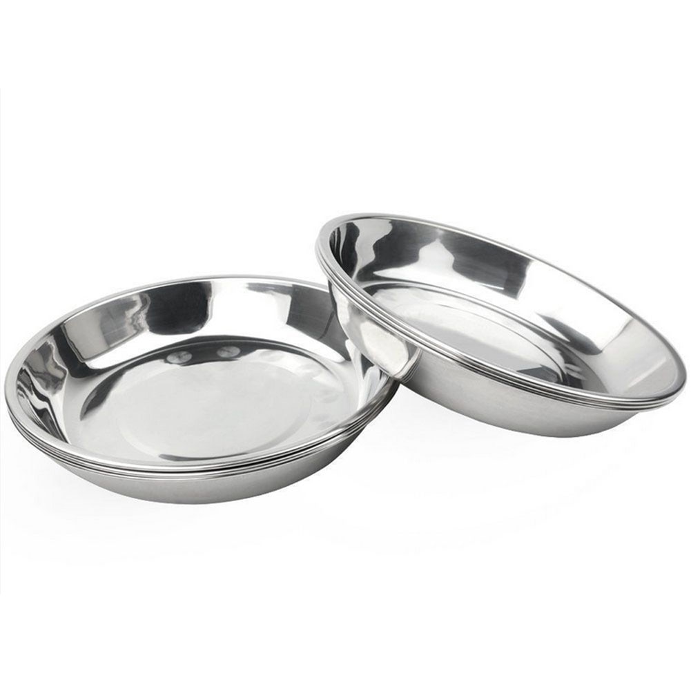 Bols à vaisselle Durable outil de cuisine | Assiette en acier inoxydable de 17*2.2CM plat peu profond pour le Barbecue assiette de fruits et légumes boulettes