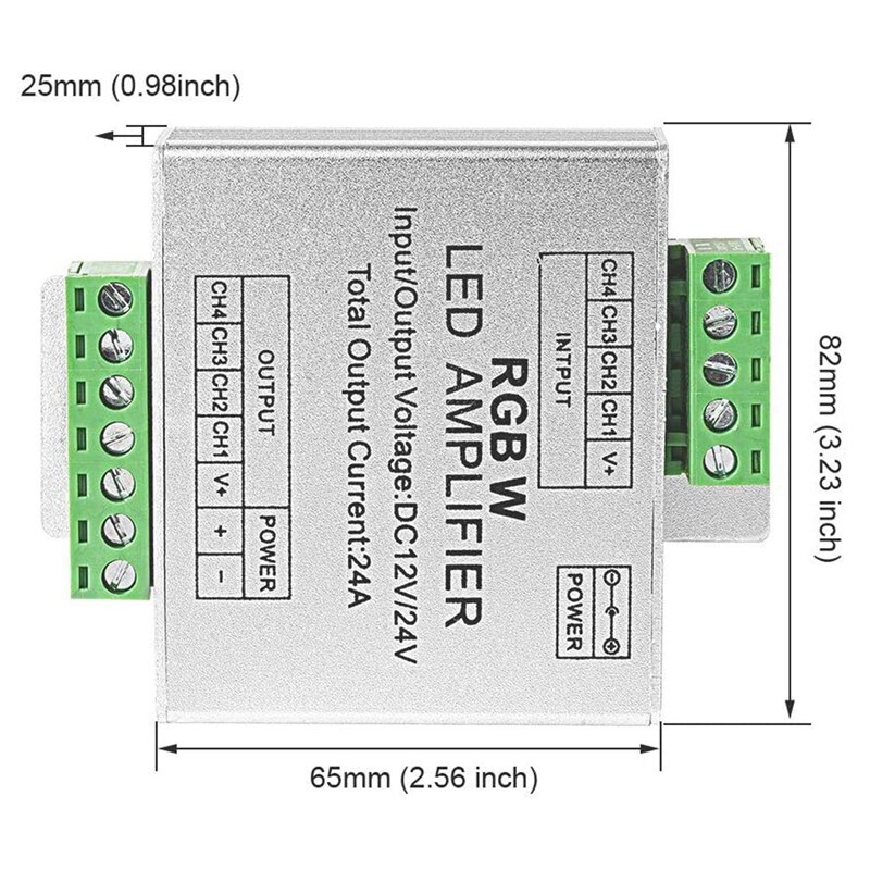 2 Pcs RGB/RGBW 5050 LED Strip Amplifier Controller Work with 4Pin/5Pin DC12V/DC24V 5050SMD LED Strip