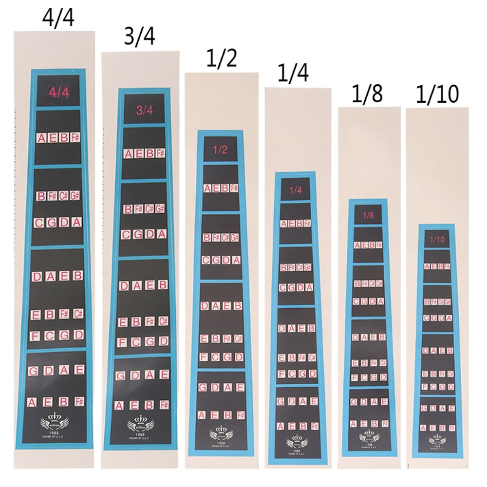 1/8-4/4 Practice Beginners Violin Fiddle Educational Finger Guide Fingerboard Sticker Label Intonation Chart Music Tools Fretboa