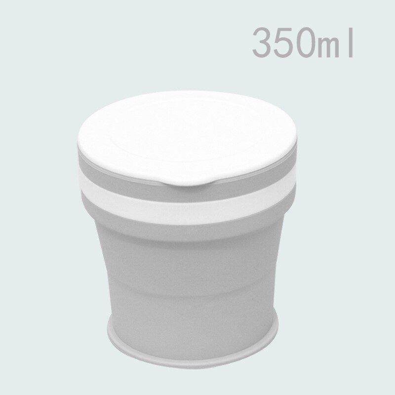 170/270/350ml Folding Silicone Draagbare Siliconen Telescopische Drinken Inklapbare koffie cup vouwen silica cup met Deksels reizen: 350ml Gray