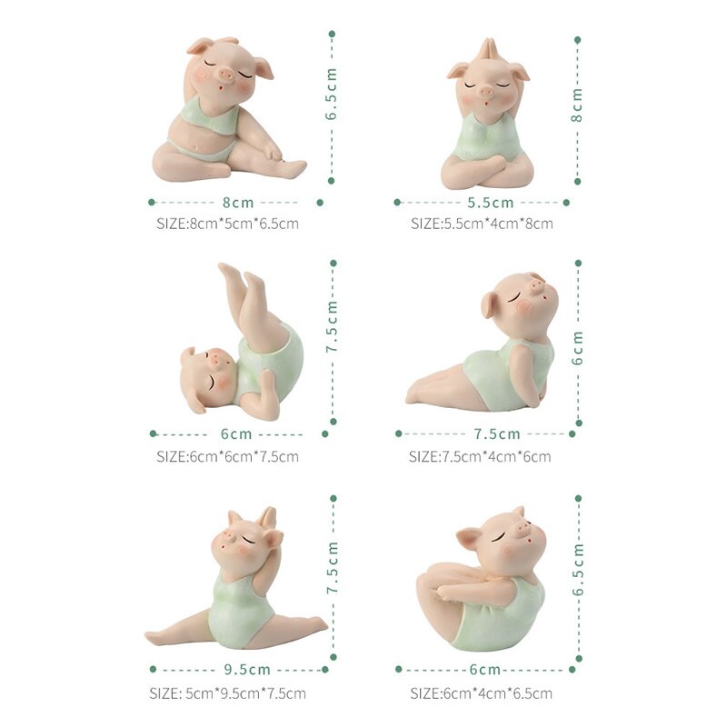 Mini Cute Pig Girl Yoga Posture Statue Piglet Resin Sculpture Decoration Ornament Home Office Store Desk Party Decor